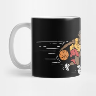 Fast dribbling basketball boy Mug